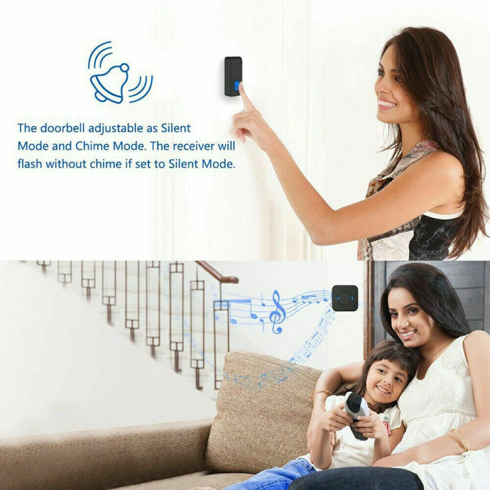 Wireless Door Bell Doorbell Set Digital Remote Control 2 Receivers 55 Chimes Waterproof smart Door Bell