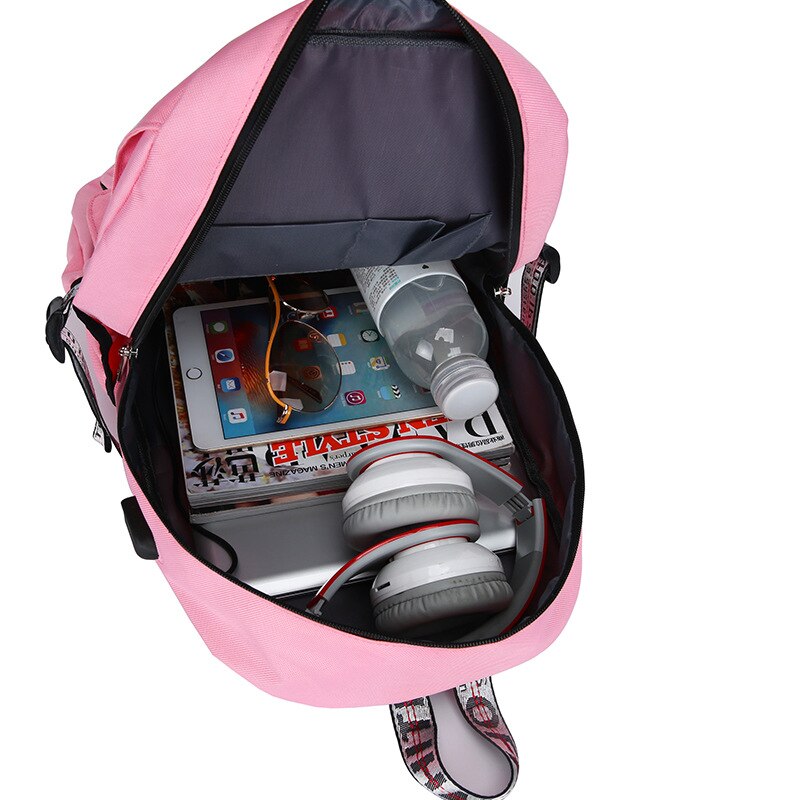 Sacos de escola para meninas adolescentes carregamento usb com bloqueio anti roubo mochila grande capacidade lazer saco de livro da faculdade das mulheres