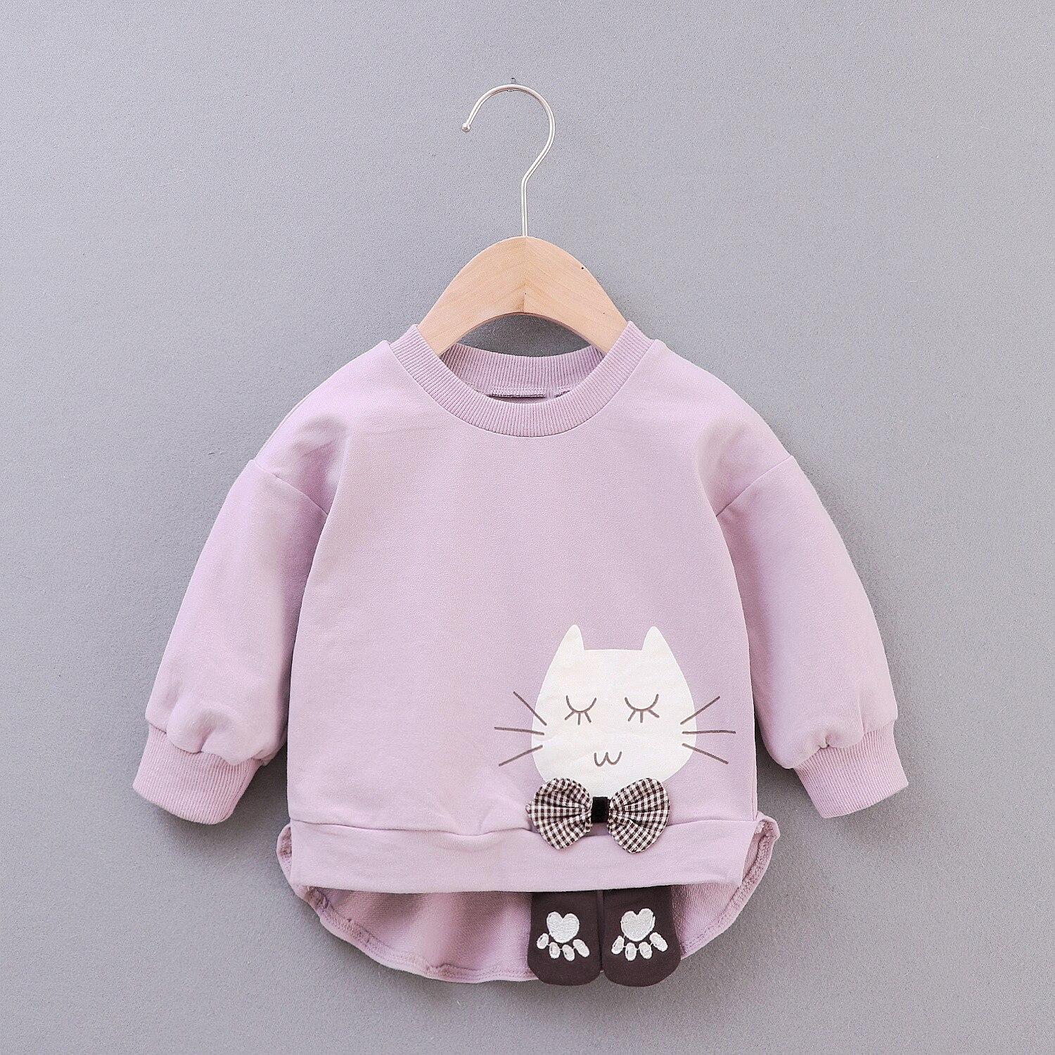 enfant en bas âge bébé fille sweats à capuche chat 4 couleurs automne manches longues haut hiver violet rose jaune Beige sweat à capuche