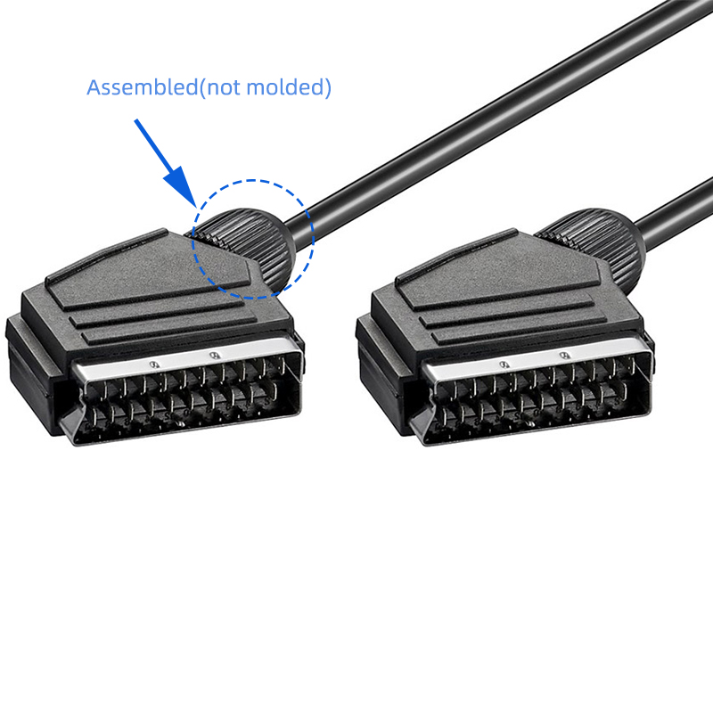 Scart Lead Fully Wired 21-PIN Scart Cable Male to Male Cable Scart for Scart to HDMI converter TV DVD SKY VIDEO Scart CABLE: black
