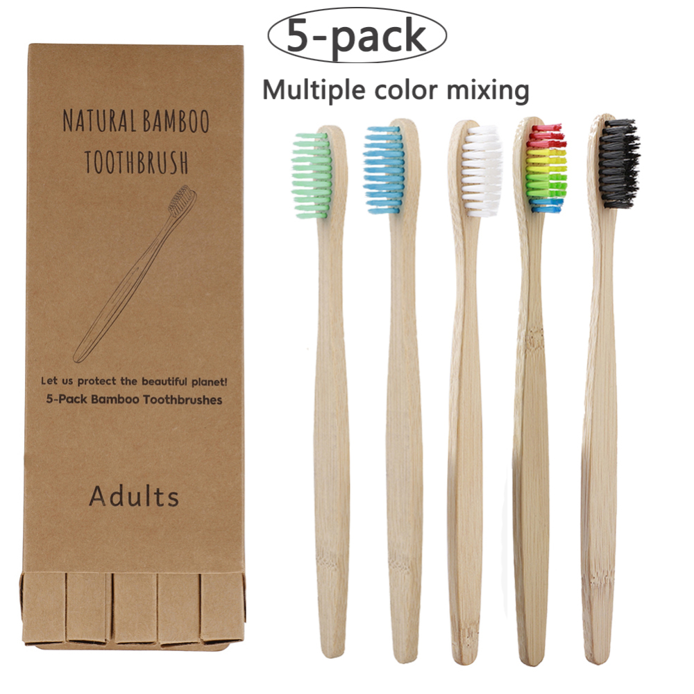 5 pack Adult Bamboo Toothbrushes Soft Bristles eco friendly cepillo dientes bambu Oral Care Toothbrush clareador de dente