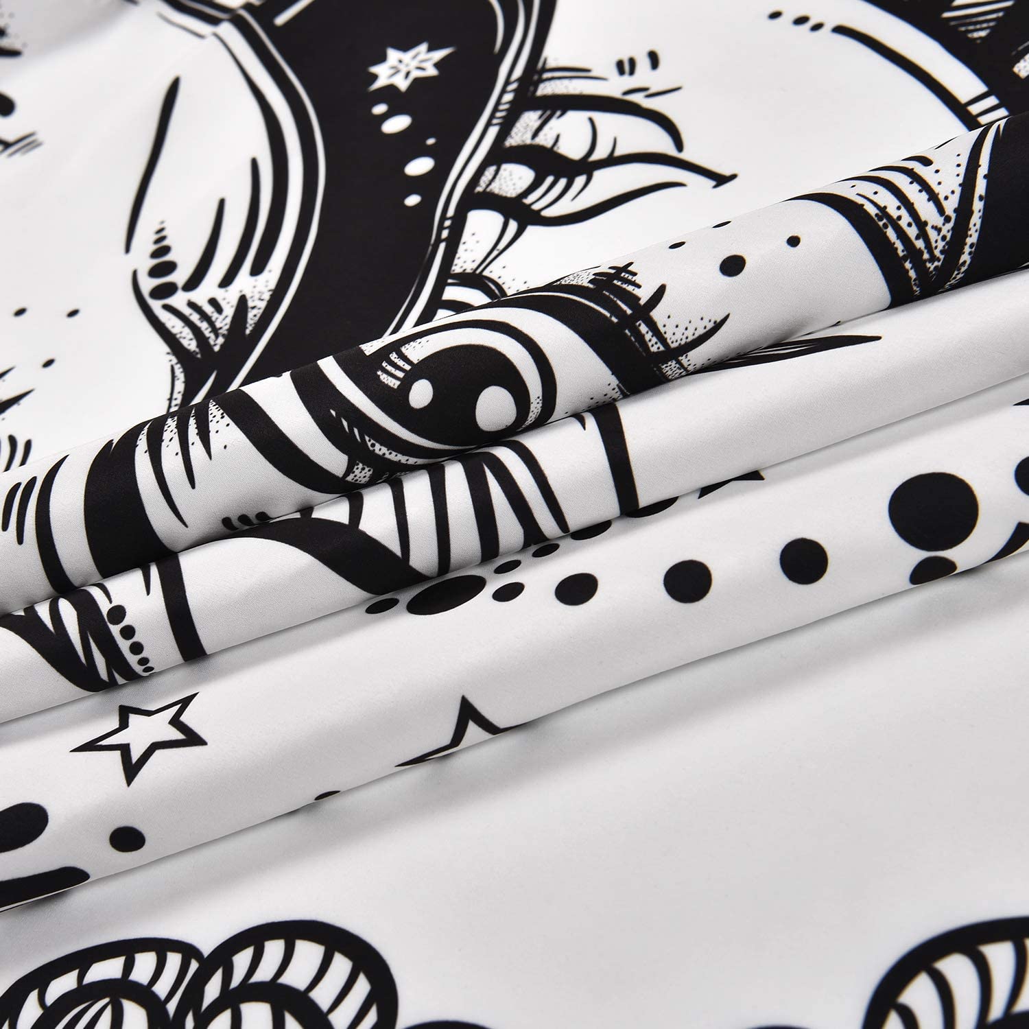 LUCKYYJ Sun and Moon Tapestry Black and White Tapestry Psychedelic Fractal Faces Tapestry Wall Hanging for Home Decoration