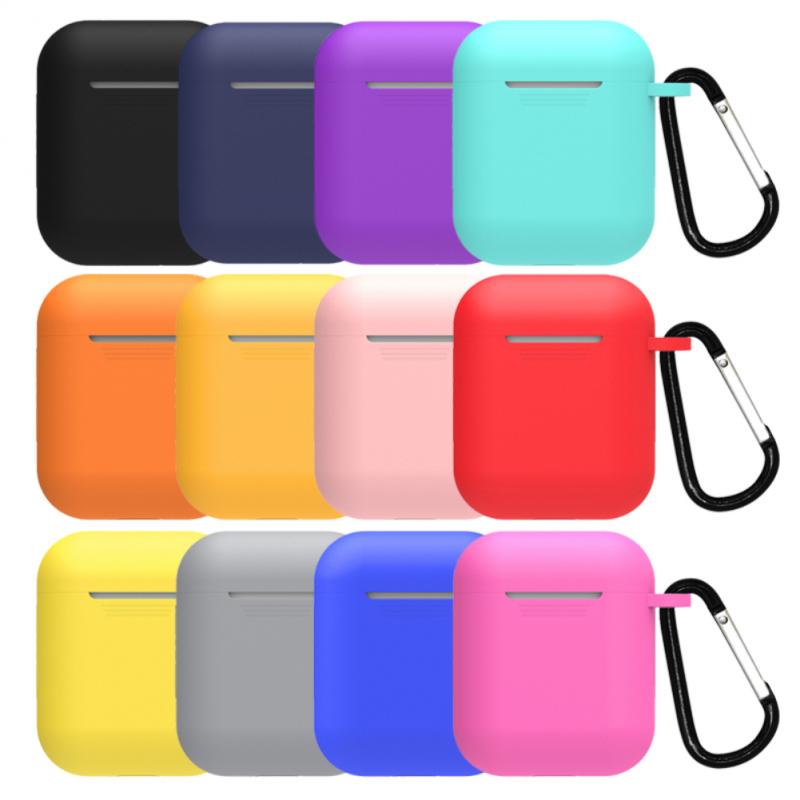 Mini funda de silicona blanda para auriculares AirPods 1/2, funda a prueba de golpes, Correa antipérdida, para funda protectora de AirPods