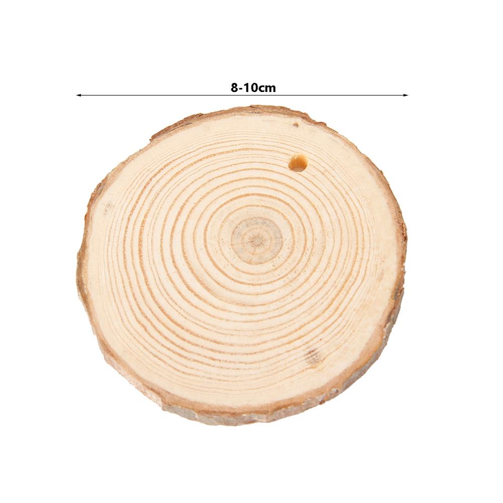 Perforadas decorativas naturales Rodajas de madera círculos con discos de troncos de corteza de árbol para decoración de pintura de de boda artesanal DIY: 8-10cm