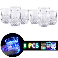 Flash Light up Cup Automatic Water Activated LED Blinking Beer Wine Cup Glow Mug TI99