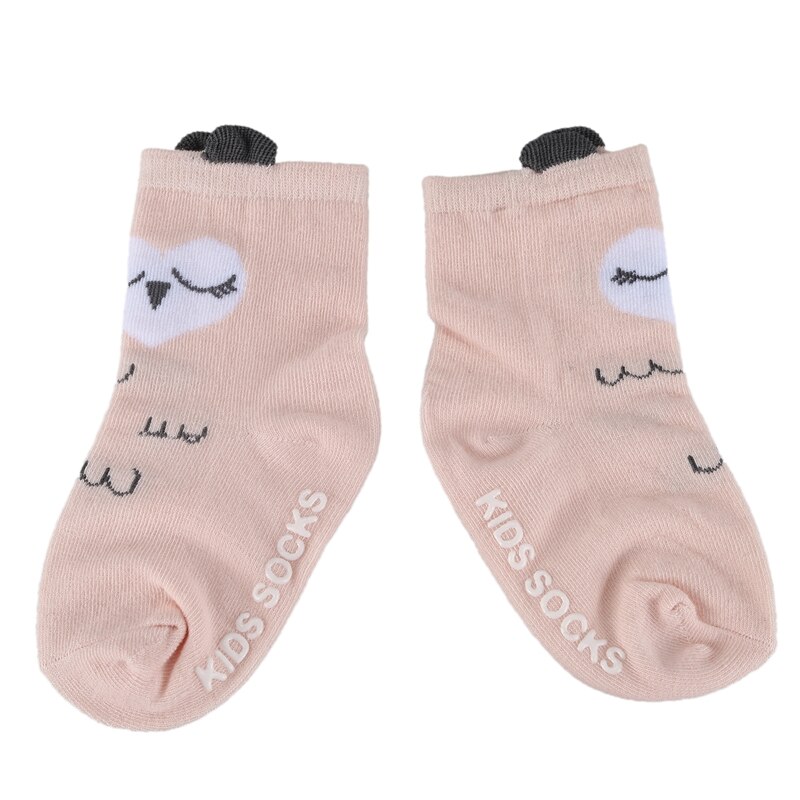 Babymeisjes Katoenen Sokken - Cartoon Print - Antislip - Roze - S(0-2 Jaar)