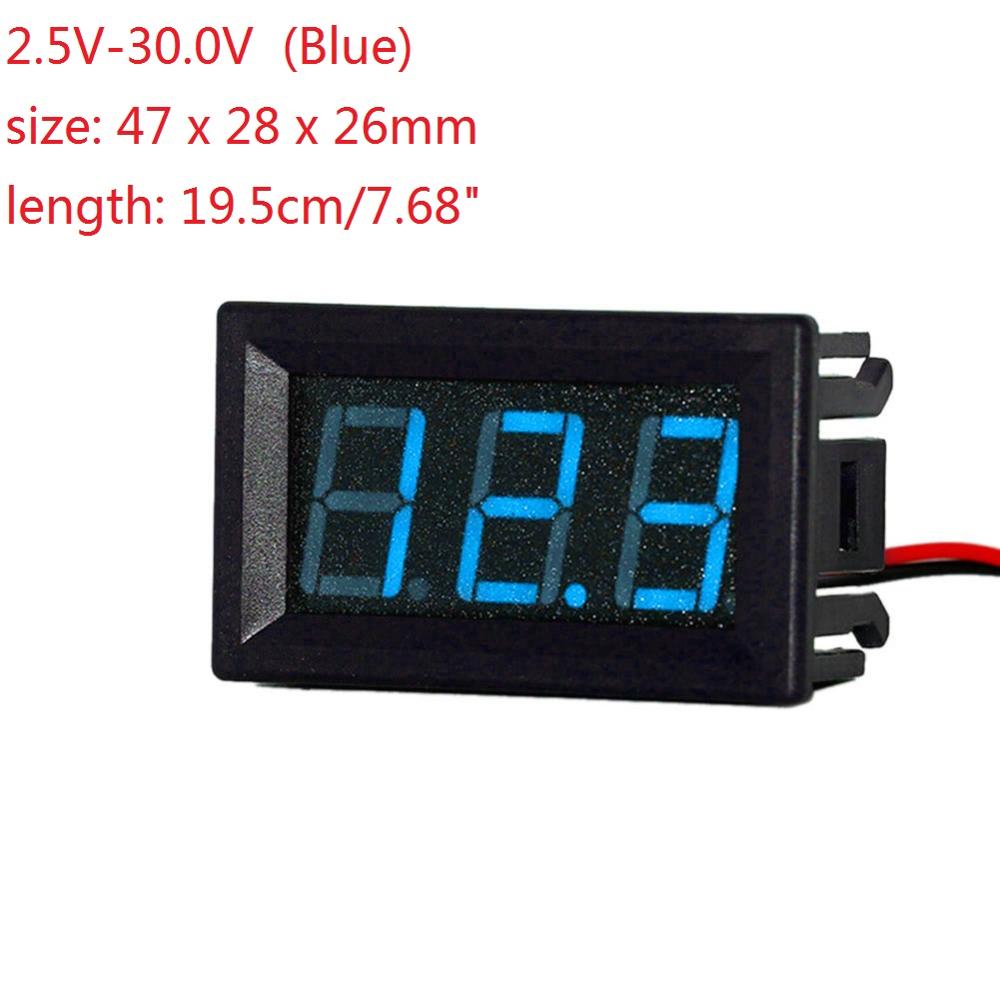 Mini Voltmeter Tester Digital Voltage Meter Voltage Test Battery DC 2.4V-30V 2 Wires for Motorcycle Car LED Display Gauge