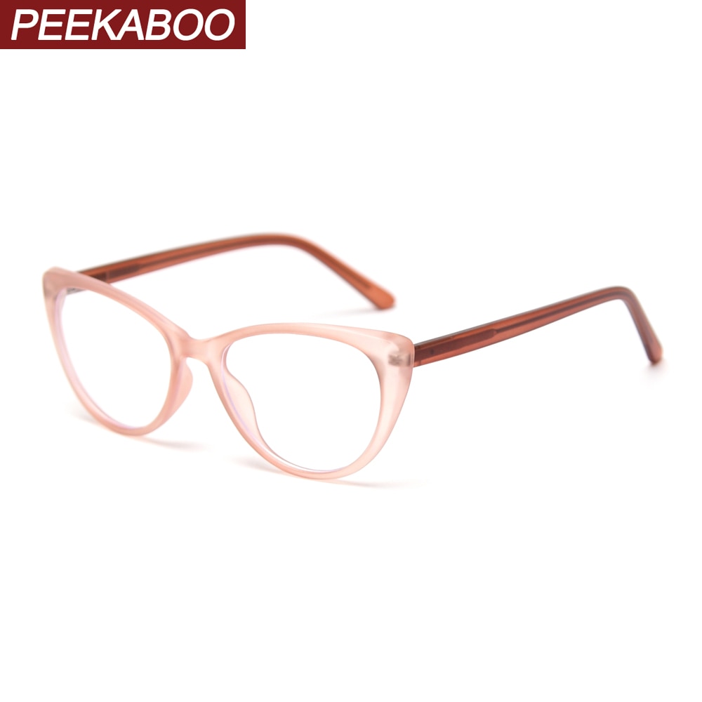 Peekaboo cat eye glasses prescription female pink brown transparent eyeglass frame for women clear lens birthday