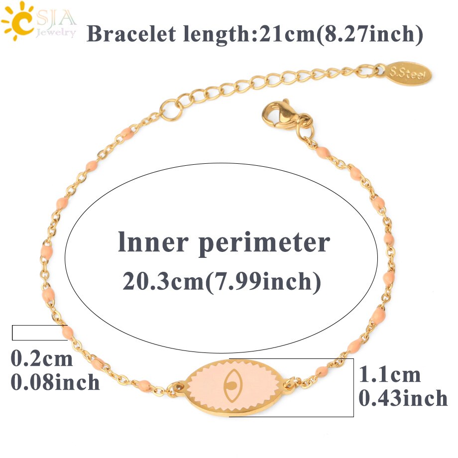 CSJA smalto Evil Eye Charms bracciali bracciale in acciaio inossidabile 2022 bracciale Femme Color oro Link gioielli di moda Pulseras S719