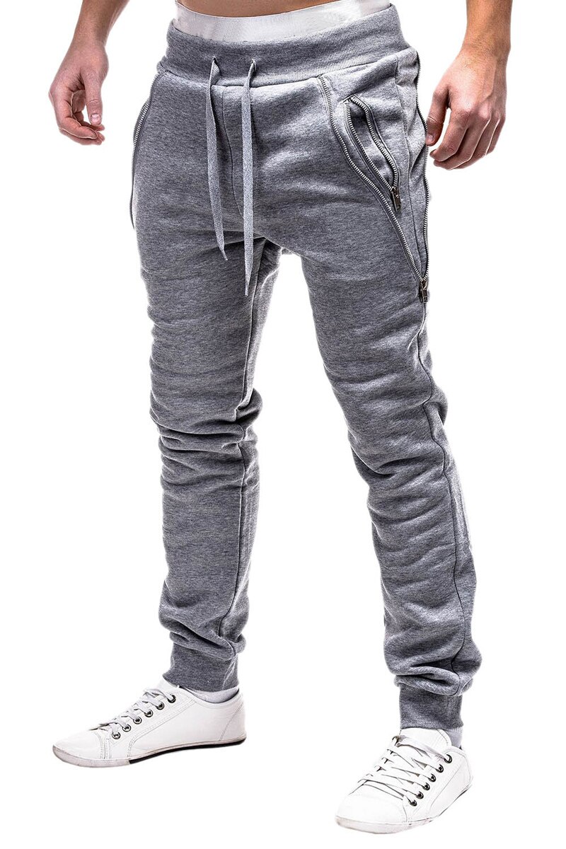 Men Pants Autumn and Winter Zipper Decorative Men's Casual Sports Pants