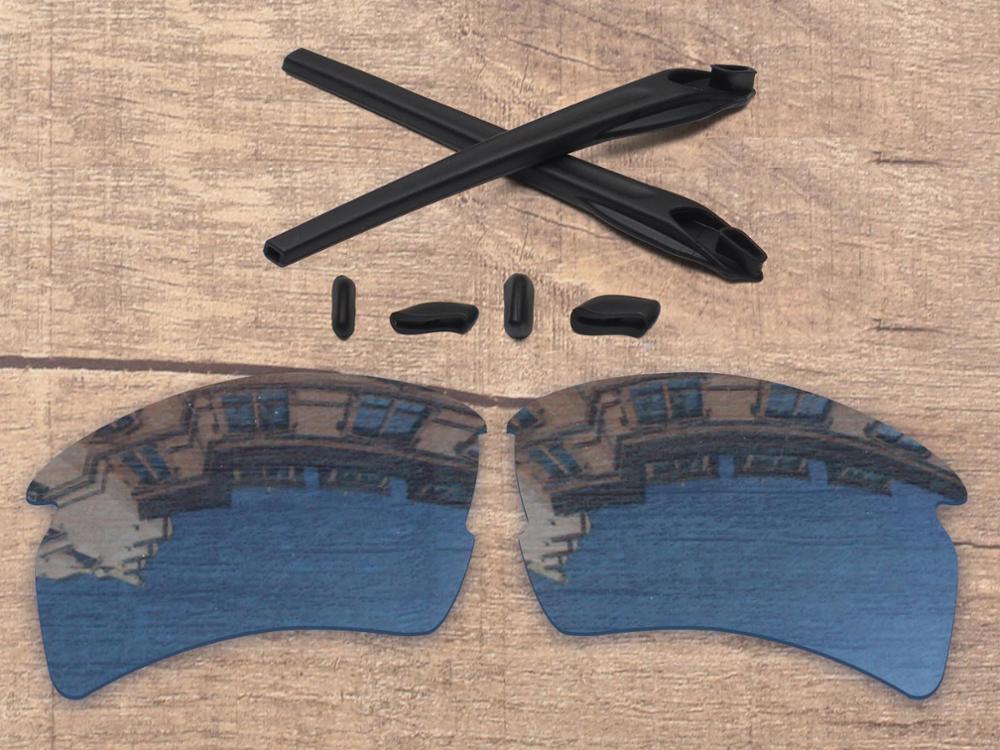 Vonxyz 20 + opções de cores polarizadas lentes de substituição & nariz almofadas orelha meias de borracha kit para-oakley flak 2.0 xl oo9188 quadro: HD Blue