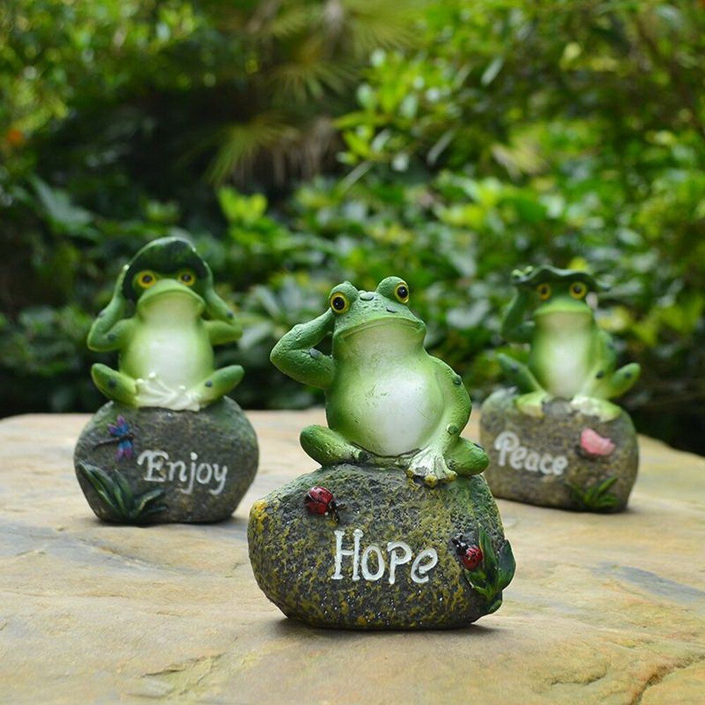 Frogs Garden Statues Frogs Sitting On Stone Sculptures Garden Yard Frogs Landscaping Stone Ornaments Decoration