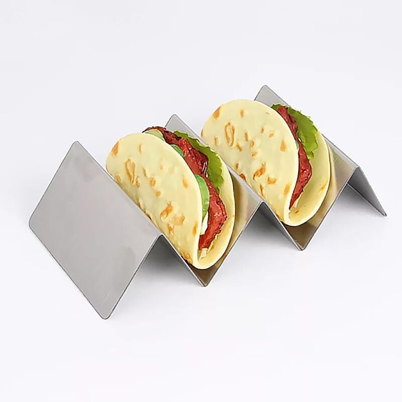 Stainless Steel Kitchen Restaurant Food Show Tool Taco Holder Stand Taco Holder Pizza Rack Cornrows Display Holders