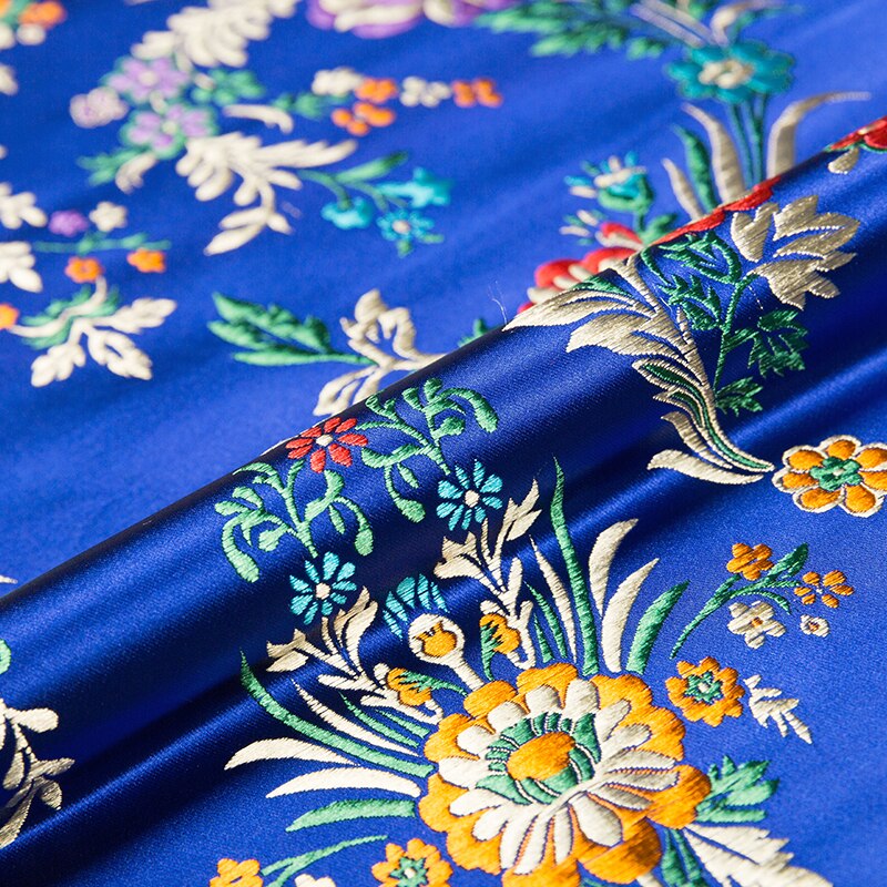 Bloem Satijn Stoffen Brokaat Jacquard Patroon Jurk Stof Rood Voor Naaien Cheongsam En Kimono Materiaal Voor Diy