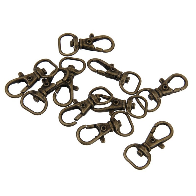 10Stck Schlüsselring Karabiner Verschluss Metall schwenken Schlüssel Halfter Bronze- 3,6 cm & 10Stck 2m x 38mm silber Farbe schwenken Karabiner