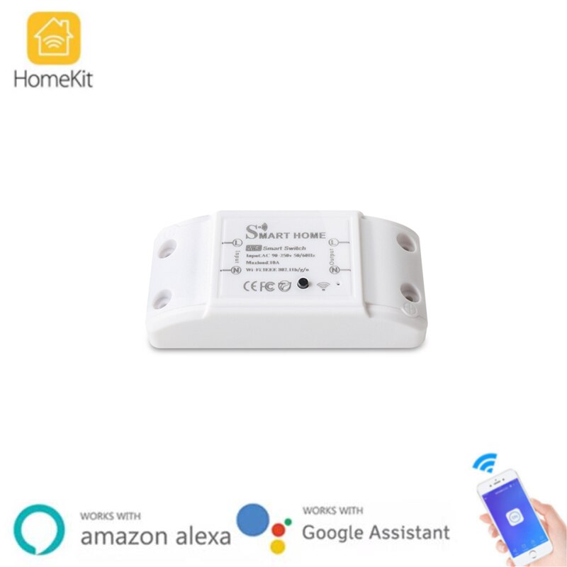 Interrupteur de lumière intelligent Wifi 90-250V, minuterie de disjoncteur universelle 10A, commande vocale, fonctionne avec HomeKit Alexa Google Assistant Home: Default Title