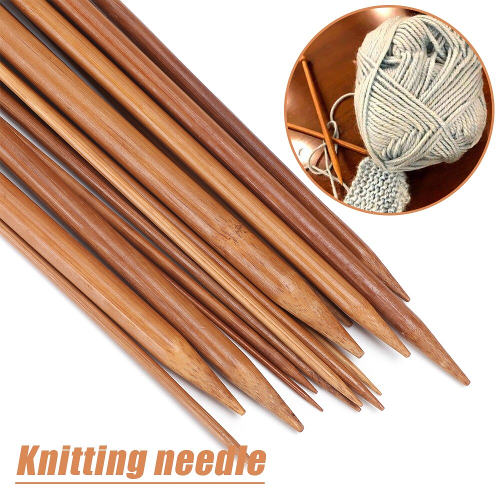 18 sets bamboe dubbelpuntige breinaalden sokkenhaaknaalden 25cm/9.8 " 35cm/13.78 " lang voor sjaal-trui breinaald