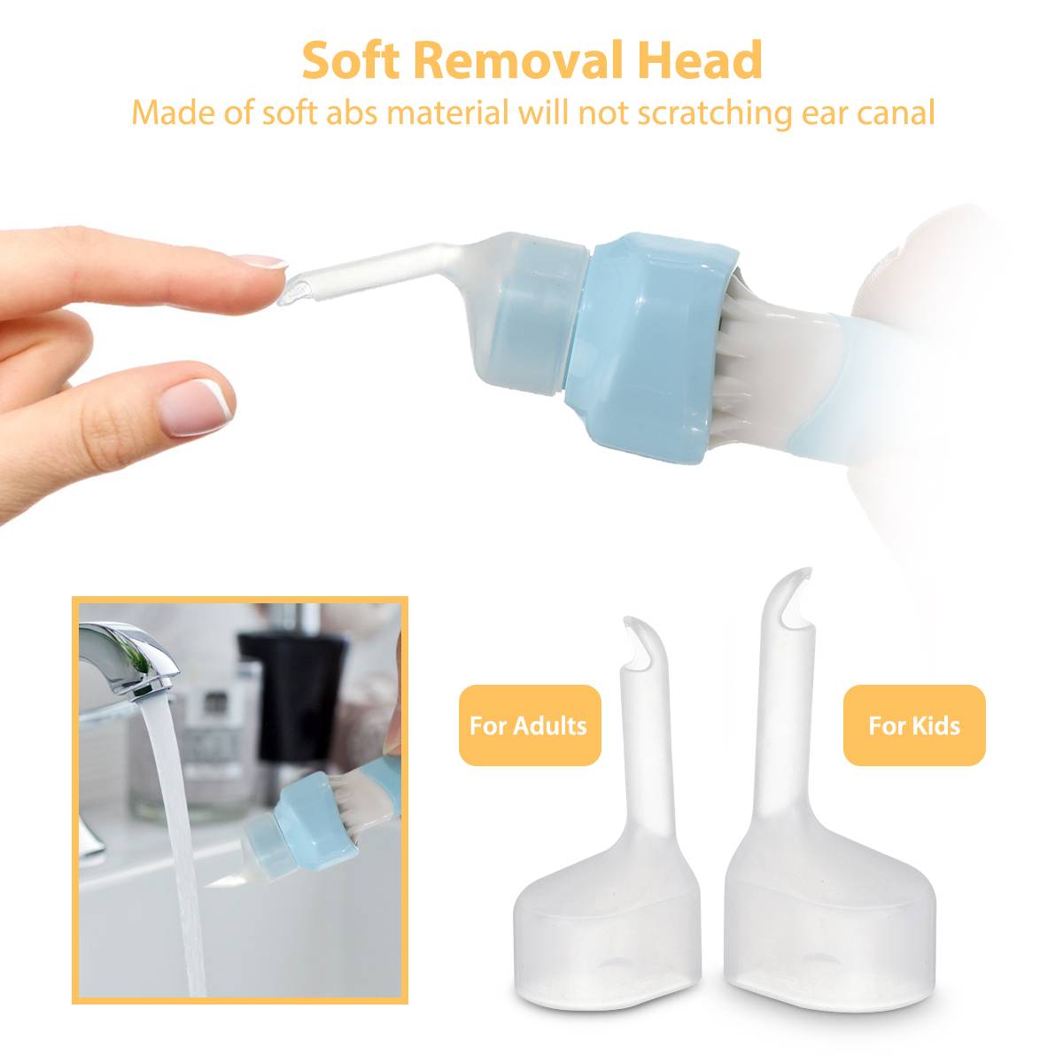 LED Flashlight Ear Wax Remove Tool With 2 Suction Heads Protable Vacuum Ear Cleaner Machine Electronic Cleaning Ear Wax