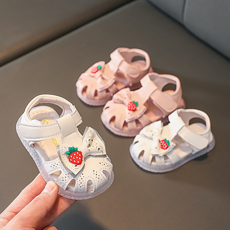 Mädchen-sommersandalen für babys ab 6-18 monaten, weiche kleinkindersandalen mit blumen- und schleifenprofil, prinzessinnensandalen mit hohlprofil