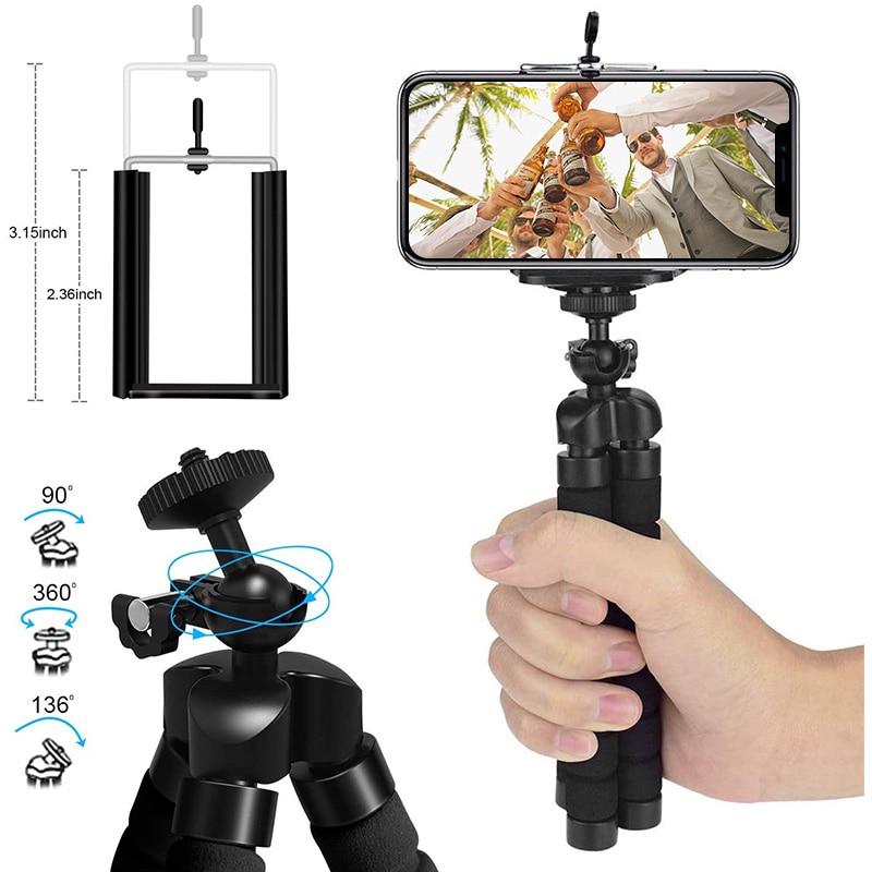 Mini Flexibele Spons Octopus Statief 360 ° Verstelbare Reizen Draagbare Camera Stand-Compatibel Met Mobiele Telefoons, Sport Camera