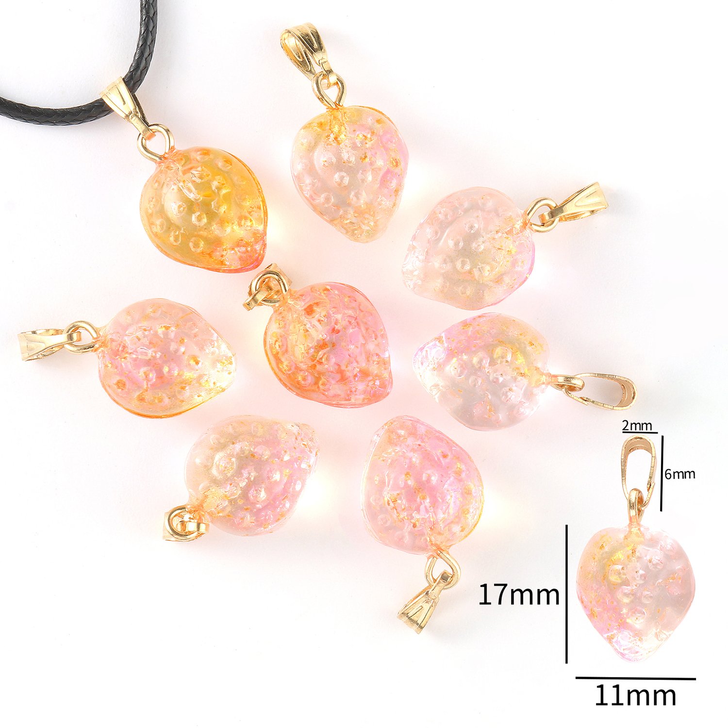 10Pcs Kleurrijke Tsjechische Lampwork Aardbei Hangers Fruit Glas Bedels Hanger Voor Ketting Sieraden Maken Diy Handgemaakte