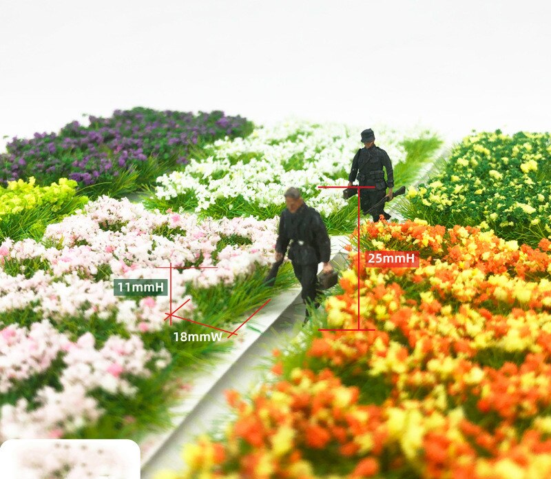 28PCS/BOX 1/35 1/48 1/72 1/87 Scale 10cm Tall Flower Cluster Yard Sence Play