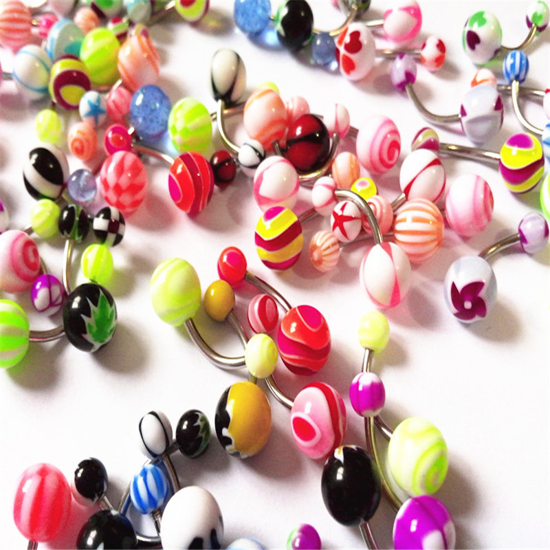 5/10/20Pcs Sexy Women's Mixed Color Belly Button Rings Navel Barbell Lip Piercing Ombligo Body Jewelry