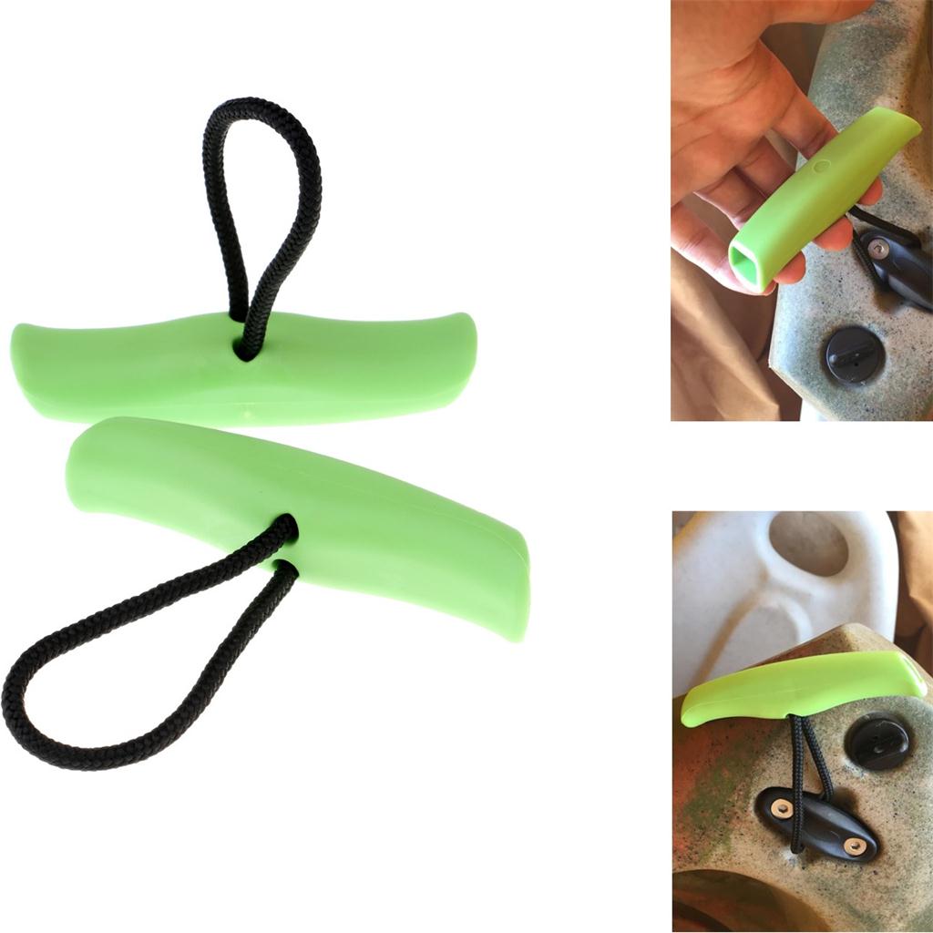 2x Nylon Kano Kajak Boot Toggle Handvat Grip & Touw Accessoires, Groen