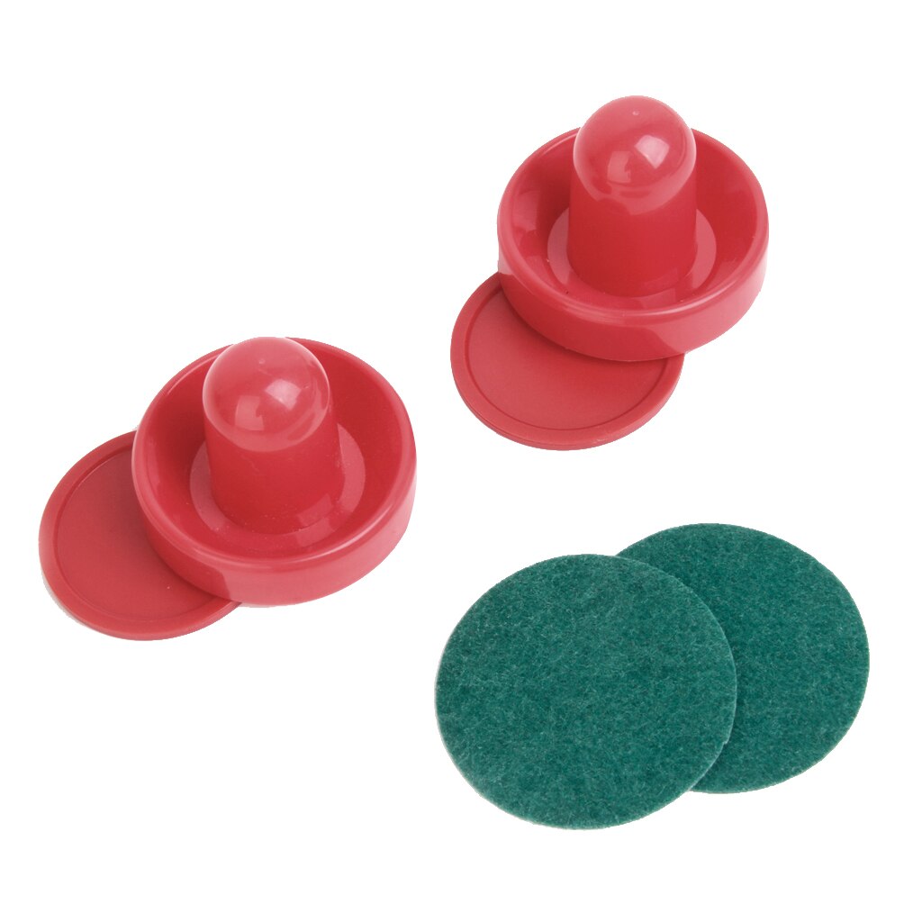 Air Hockey Accessories 75mm Table Hockey Mallet Felt Pushers Air Hockey Handle and 63mm Air Hockey Pucks Set Red