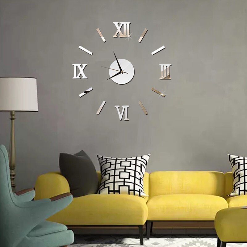 Eenvoudige Stijl Wandklok Spiegel Muurstickers Creatieve Diy Horloge Klok Verwijderbare Art Klok Home Decor Woonkamer Quartz Klok
