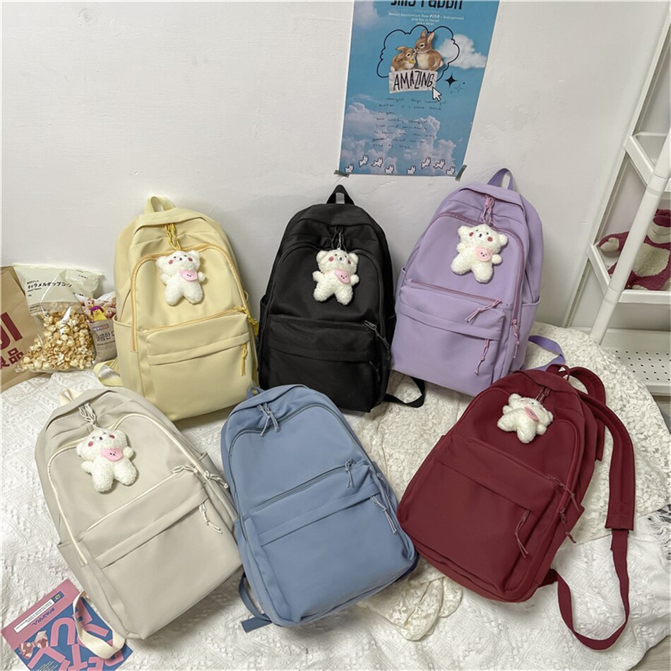 Mochila escolar para adolescentes y niñas, morral escolar de nailon suave, a la , de viaje