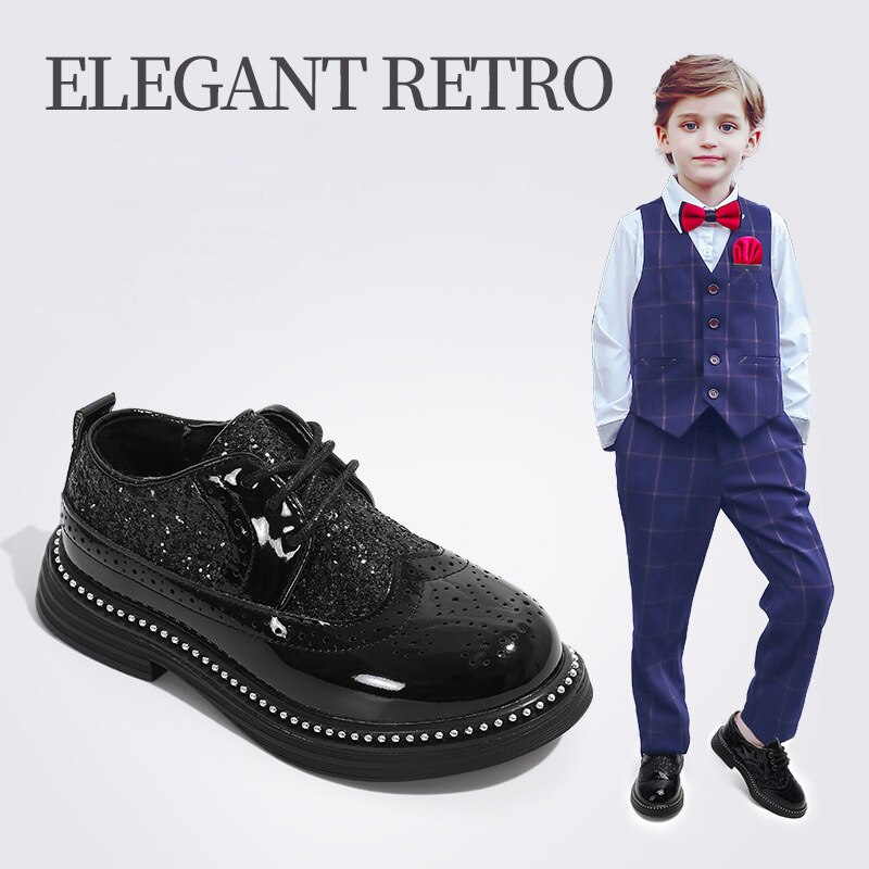 Chaussures de printemps en cuir Pu pour enfants | Chaussures de noire, chaussures d'école à la pour garçons, Oxford, semelle souple à paillettes