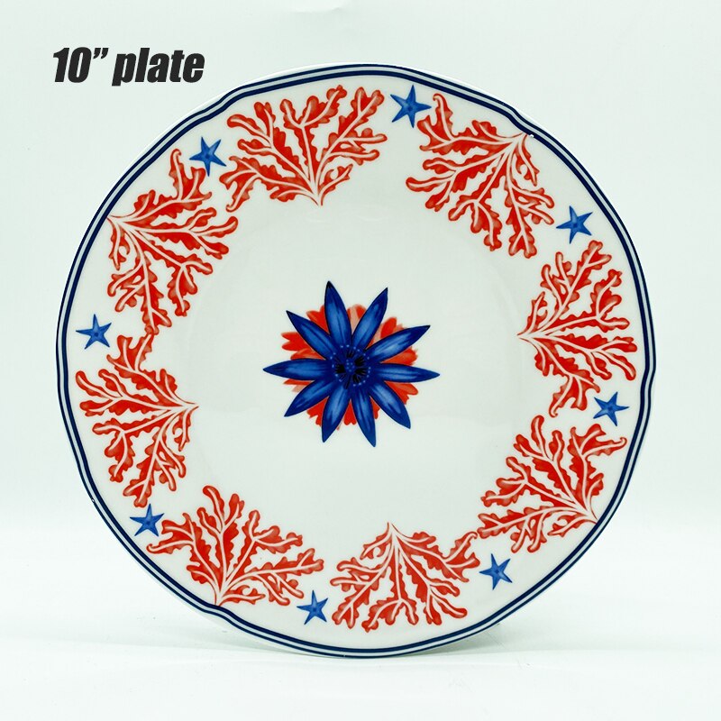 Elegante Keramik Abendessen Platten Geometrische aufbringen Keramik Gericht Ladegerät Platte Netz Geschirr Platte blau und weiß porzellan platte: 17