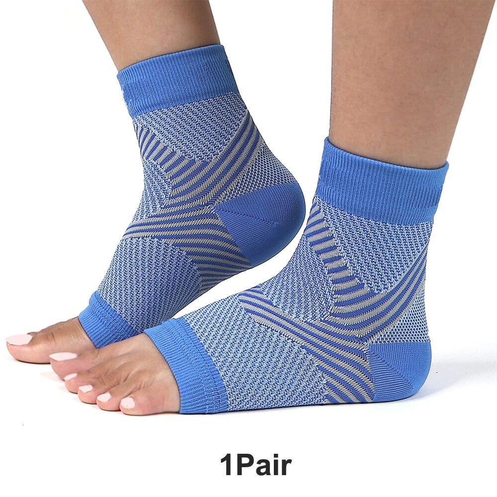 1Pair Plantar Fasciitis Compression Ankle Brace SocksSleeves,Provides Foot &amp; Arch Support. Heel Pain, Achilles Tendonitis Relief: Blue / S M