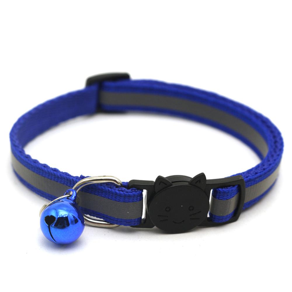 Collier pour chien et chat, sangle de cou, en Nylon réfléchissant, accessoires de laisse, avec cloche colorée pour chiot: Blue