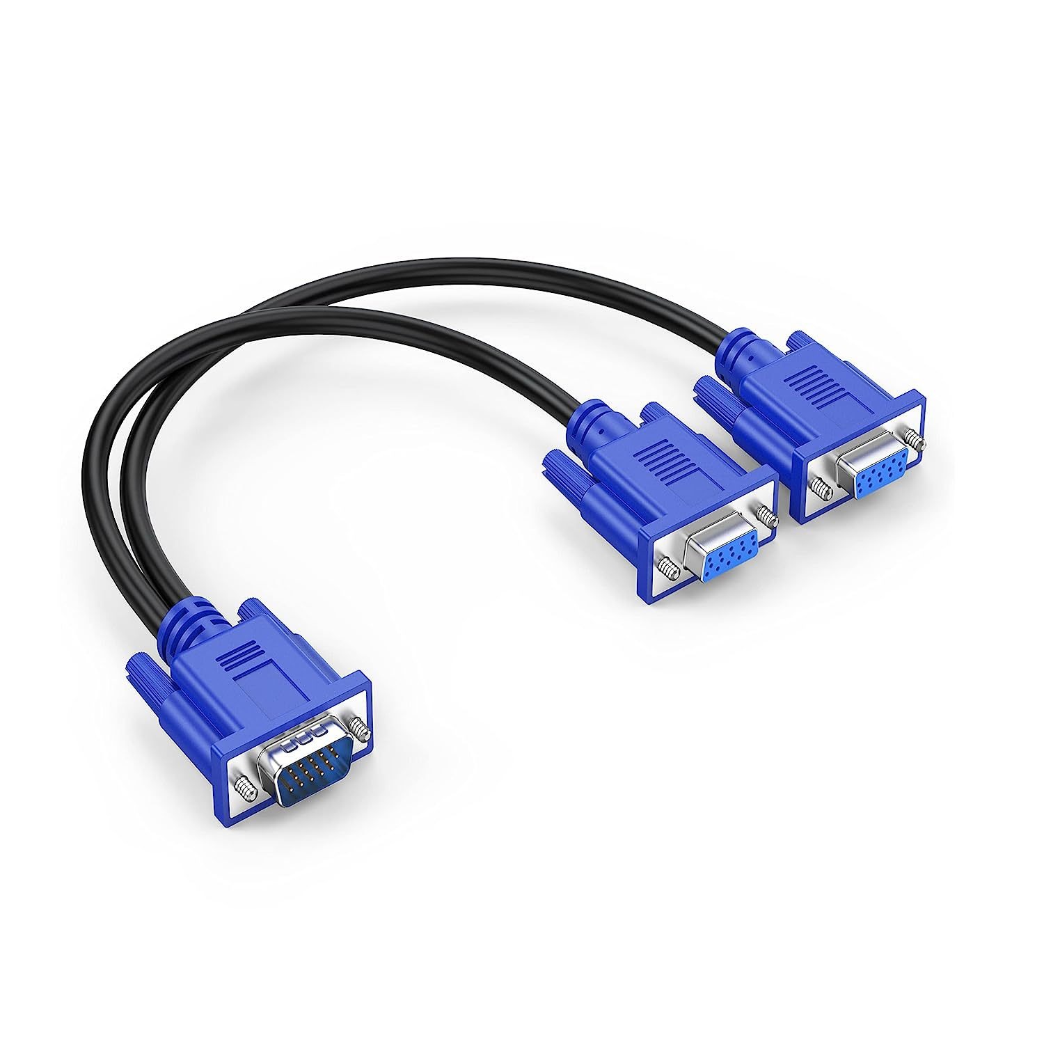 VGA-Splitterkabel, 1080P, Dual-VGA-Monitor, Y-Kabel, 1 Stecker auf 2 Buchsen, Adapterkabel zur Bildschirmvervielfältigung für Projektoren, HDTVs: Blau