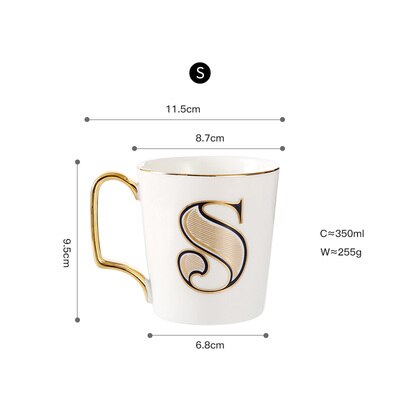 EWAYS – tasse à café en porcelaine avec poignée dorée, pour Couple, avec lettres créatives, d'anniversaire et de mariage: 16