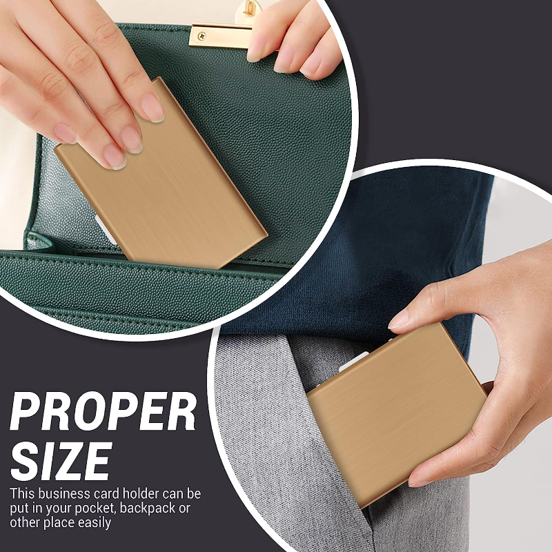 Anti-escaneo RFID 6 tarjetas de gran capacidad de aluminio Metal tarjetero de crédito funda tipo billetera con bloqueo delgado protección para tarjetas de visita