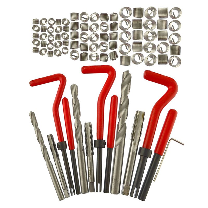 88Pc Thread Repair Kit Set Rethread M6 M8 M10 Damaged Threads Garage Tool