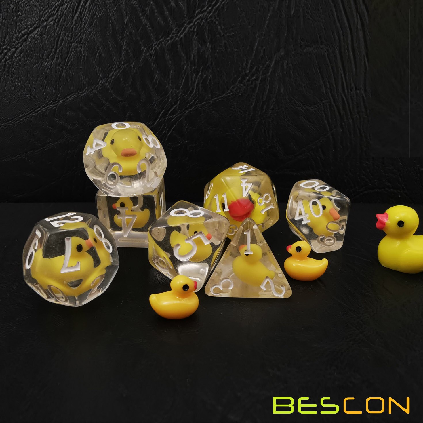 Bescon Yellowduck Rpg Dobbelstenen Set Van 7, Novelty Gele Eend Polyhedral Dice Set