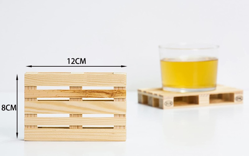 4-Pack Mini Wooden Pallet Beverage Coasters for and Cold Drinks