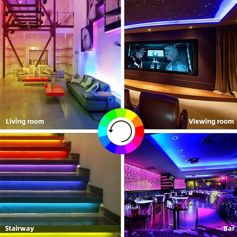 Wifi Led Strip Verlichting 5M Waterdicht 5050 Led Strip Verlichting Met 24 Toetsen Afstandsbediening Voor Kamer Halloween Kerst