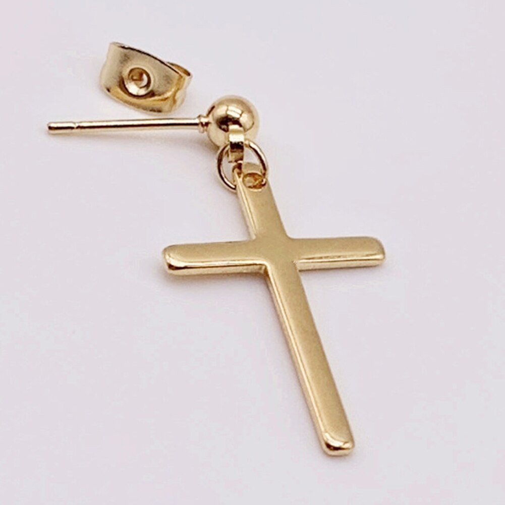 1pc Schwarz Kreuz Ohrring Männer Titan Stahl Ohrringe Hipster Persönlichkeit Straße Tropfen/Baumeln Ohrringe Frauen Punk Stil: A-Gold