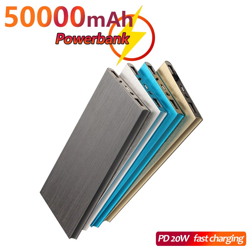 50000- mah-powerbank mit 2 usb-anschlüssen und led-schnellladefunktion, externes ladegerät, geeignet für outdoor-reisen und camping
