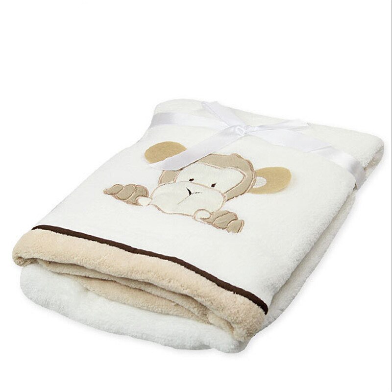 Super blød koral fleece baby tæppe spædbarn krybbe sengetøj tegneserie abe / kanin / bjørn tæppe nyfødt til dreng pige 100*80cm