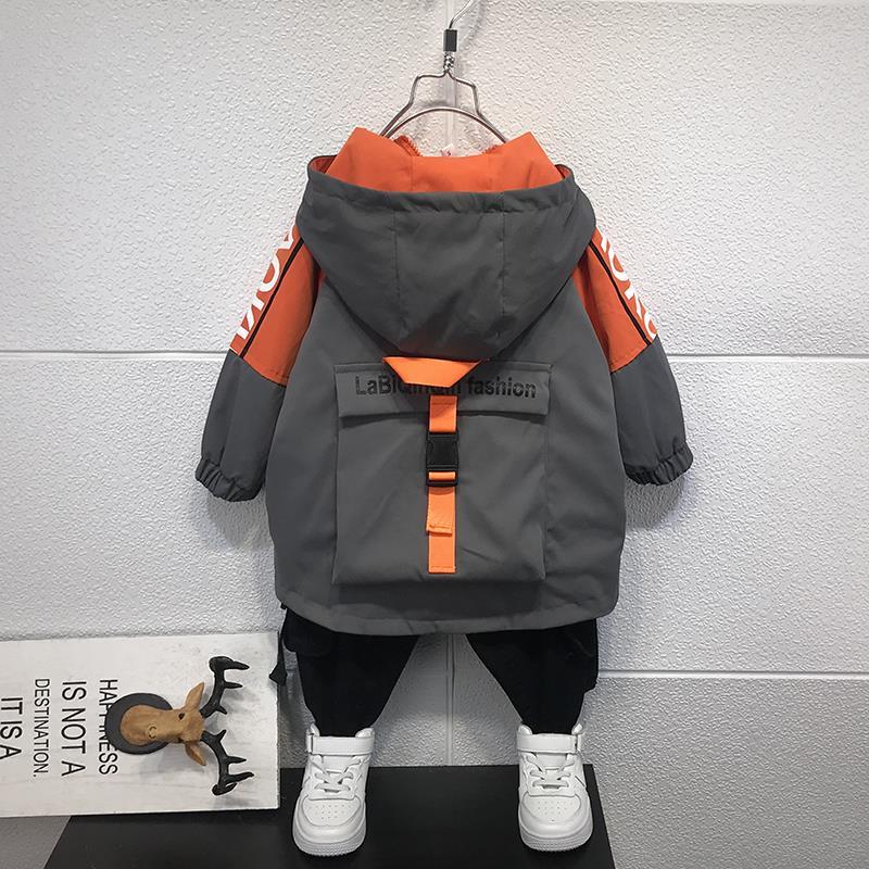 2022 jesień Kdis ubrania duża kieszeń kurtki berbeć chłopcy stroje moda koreańnarty nastolatki chłopiec odzież z kapturem