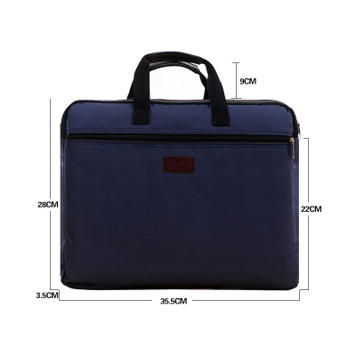 Portable document bag canvas A4 office bag men women handbag multi-layer information bag briefcase meeting bags file holder: deep blue