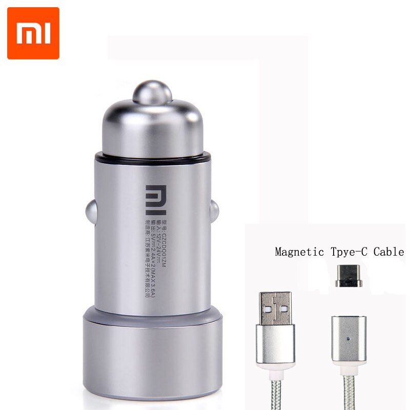 Original Xiaomi Car Charger Dual USB Fast Charging Universal Mi Car Charger with Magnetic cable For Most Phones Tablet PC