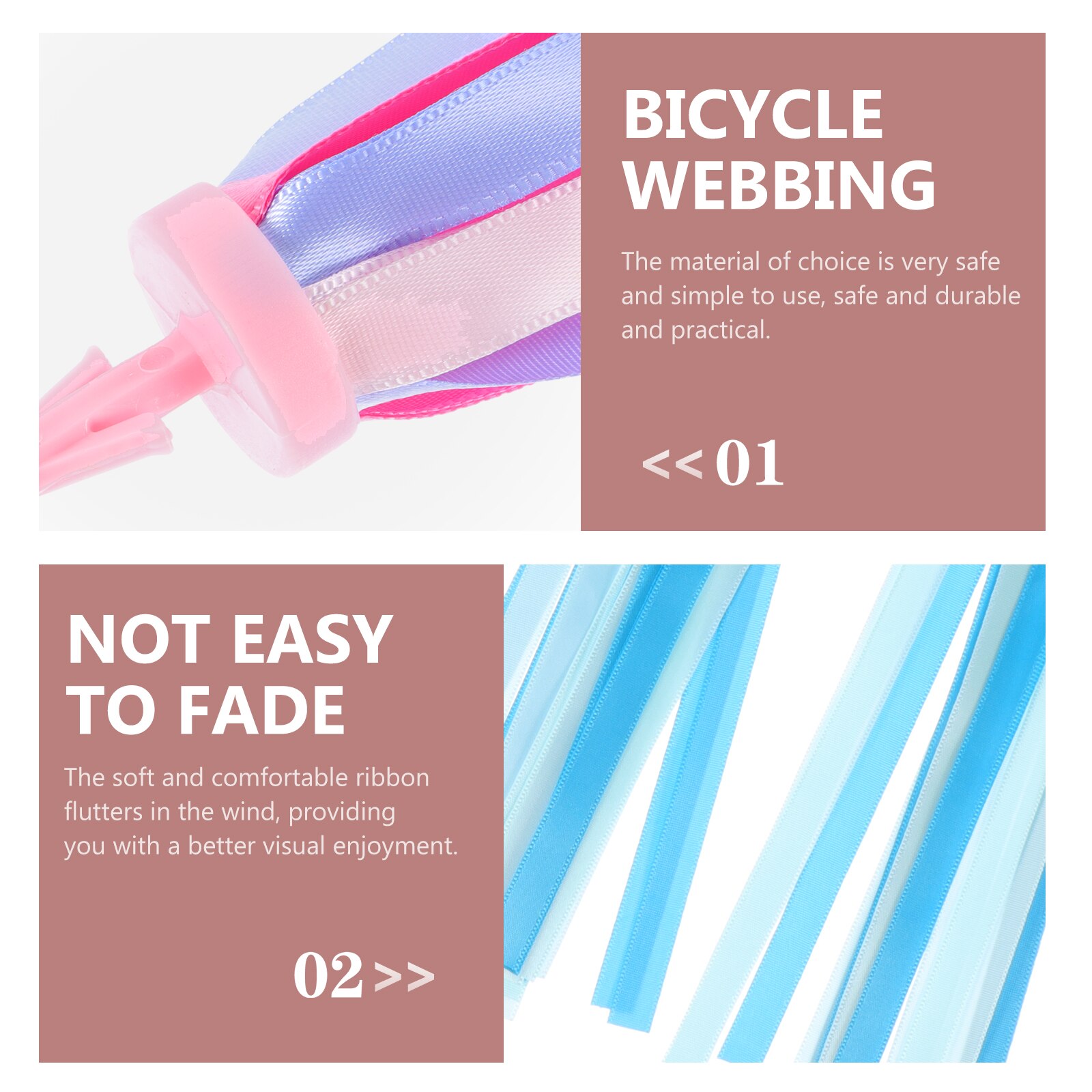 2 Pairs of Bike Color Streamers Delicate Handlebar Ribbon Bike Handle Streamer