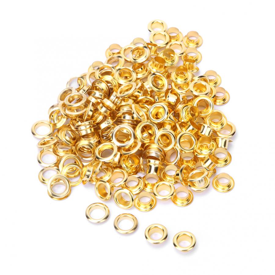 Oeillet Double face en laiton, outil de bricolage, Rivet creux pour vêtements, sac, ceinture, Rivet pour chaussures, accessoires, 6mm, 100 pièces: Or